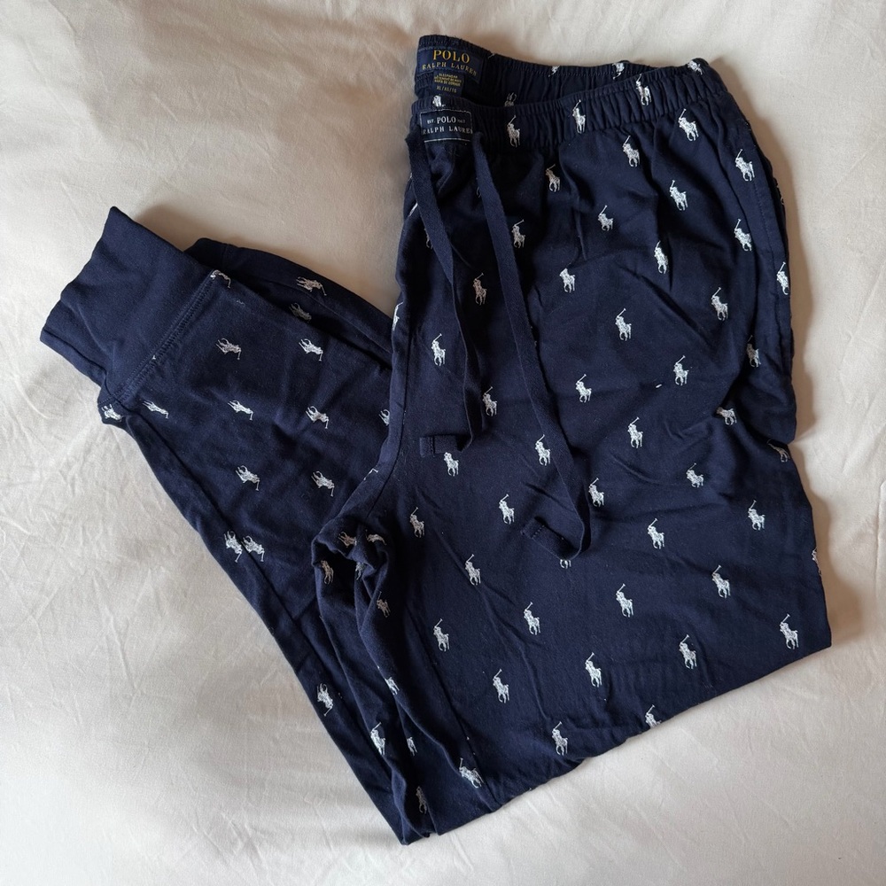 Polo Ralph Lauren Navy Logo Cotton Pajama Jogger Pants XL